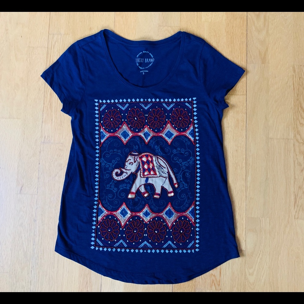 Lucky brand T-shirt with elephant.
